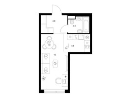 Планировка студии(квартира) площадью 28.2 квадратных метров в “ЖК Строгино 360”