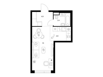 Планировка студии(квартира) площадью 28.2 квадратных метров в ЖК “ЖК Строгино 360”