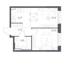 Планировка однокомнатной(квартира) площадью 34.73 квадратных метров в “ЖК Квартал Строгино”
