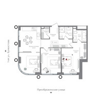 Планировка двухкомнатной(квартира) площадью 85.21 квадратных метров в “ЖК Преображенская Площадь”