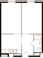 Планировка студии(апартаменты) площадью 55.1 квадратных метров в “ЖК М1 Сколково”