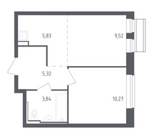 Планировка однокомнатной(квартира) площадью 34.78 квадратных метров в “ЖК Рублевский Квартал”