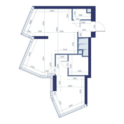 Планировка однокомнатной(квартира) площадью 54.8 квадратных метров в ЖК “ЖК ХАЙДАУТ”