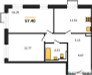 Планировка двухкомнатной(квартира) площадью 57.4 квадратных метров в “ЖК Квартал Герцена”