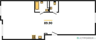 Планировка двухкомнатной(квартира) площадью 89.9 квадратных метров в “ЖК Настоящее”
