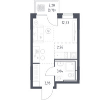 Планировка студии(квартира) площадью 23.07 квадратных метров в “ЖК Богдановский Лес”