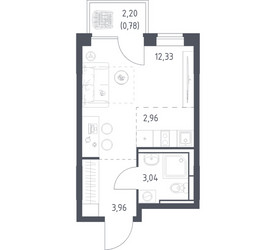 Планировка студии(квартира) площадью 23.07 квадратных метров в ЖК “ЖК Богдановский Лес”