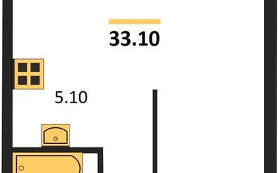 Планировка студии(квартира) площадью 33.1 квадратных метров в ЖК “ЖК Skolkovo ONE (Сколково Уан)”