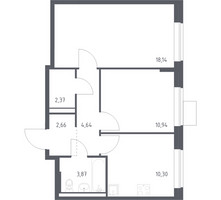 Планировка двухкомнатной(квартира) площадью 52.92 квадратных метров в “ЖК Подольские кварталы”