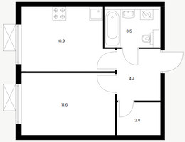 Планировка однокомнатной(квартира) площадью 33.2 квадратных метров в “ЖК Люблинский парк”