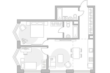 Планировка трехкомнатной(квартира) площадью 66.8 квадратных метров в ЖК “ЖК Мневники от Гранель”