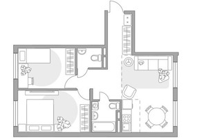 Планировка трехкомнатной(квартира) площадью 59.19 квадратных метров в “ЖК Аникеевский”
