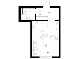 Планировка студии(квартира) площадью 29.8 квадратных метров в “ЖК Саларьево парк”