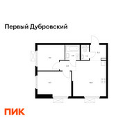 Планировка двухкомнатной(квартира) площадью 47.4 квадратных метров в “ЖК Первый Дубровский”