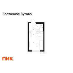 Планировка студии(квартира) площадью 19.8 квадратных метров в ЖК “ЖК Восточное Бутово”