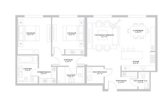 Планировка двухкомнатной(апартаменты) площадью 117.99 квадратных метров в “ЖК Пироговская 14”