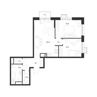 Планировка двухкомнатной(квартира) площадью 64.8 квадратных метров в “ЖК Форевиль”