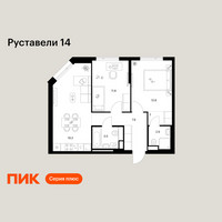 Планировка двухкомнатной(квартира) площадью 60.2 квадратных метров в “ЖК Руставели 14”