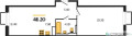 Планировка однокомнатной(квартира) площадью 48.2 квадратных метров в “ЖК Мытищи Парк”