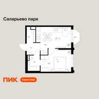 Планировка однокомнатной(квартира) площадью 37 квадратных метров в “ЖК Саларьево парк”