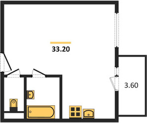Планировка однокомнатной(квартира) площадью 33.2 квадратных метров в ЖК “ЖК Настроение”