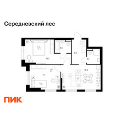 Планировка двухкомнатной(квартира) площадью 58.2 квадратных метров в ЖК “ЖК Середневский лес”