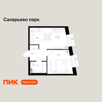 Планировка однокомнатной(квартира) площадью 37.8 квадратных метров в “ЖК Саларьево парк”