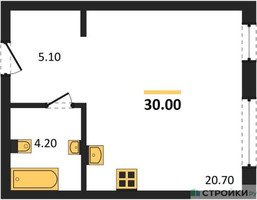 Планировка студии(квартира) площадью 30 квадратных метров в “ЖК Сиреневый парк”