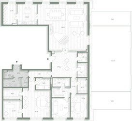 Планировка трехкомнатной(квартира) площадью 436.6 квадратных метров в ЖК “Фамильный дом Люче”