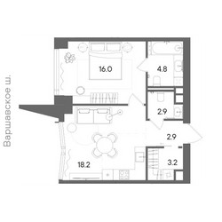 Планировка однокомнатной(квартира) площадью 48 квадратных метров в ЖК “ЖК СТОУН Блик”