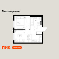 Планировка однокомнатной(квартира) площадью 31.7 квадратных метров в “ЖК Москворечье”