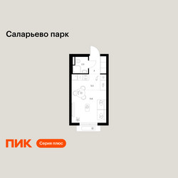 Планировка студии(квартира) площадью 22.2 квадратных метров в ЖК “ЖК Саларьево парк”