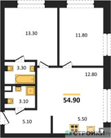 Планировка двухкомнатной(квартира) площадью 54.9 квадратных метров в “Жилые кварталы Белый Град”