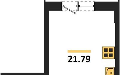 Планировка студии(квартира) площадью 21.79 квадратных метров в ЖК “ЖК Радость (Радумля Парк)”