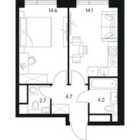 Планировка однокомнатной(квартира) площадью 40.3 квадратных метров в “ЖК Нексус от Аквилон”