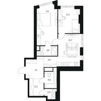 Планировка двухкомнатной(квартира) площадью 70.9 квадратных метров в “ЖК Нексус от Аквилон”