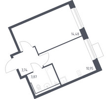 Планировка однокомнатной(квартира) площадью 33.04 квадратных метров в “ЖК Молжаниново”