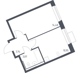 Планировка однокомнатной(квартира) площадью 33.04 квадратных метров в ЖК “ЖК Молжаниново”