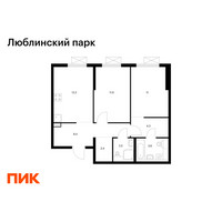 Планировка двухкомнатной(квартира) площадью 57.3 квадратных метров в “ЖК Люблинский парк”
