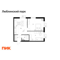 Планировка двухкомнатной(квартира) площадью 57.3 квадратных метров в “ЖК Люблинский парк”
