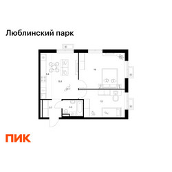 Планировка двухкомнатной(квартира) площадью 57.3 квадратных метров в ЖК “ЖК Люблинский парк”