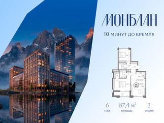 Планировка двухкомнатной(квартира) площадью 87.4 квадратных метров в ЖК “ЖК Монблан”