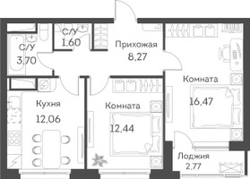 Планировка однокомнатной(квартира) площадью 35.14 квадратных метров в “ЖК Аквилон Beside”