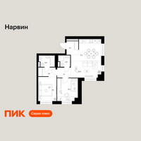 Планировка двухкомнатной(квартира) площадью 61 квадратных метров в “Нарвин”