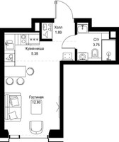 Планировка студии(квартира) площадью 23.82 квадратных метров в “ЖК СЕТ”