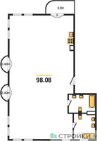 Планировка трехкомнатной(квартира) площадью 98.08 квадратных метров в “ЖК Дом Достижение”