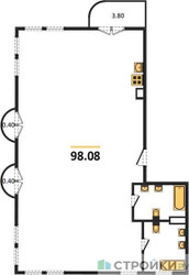 Планировка трехкомнатной(квартира) площадью 98.08 квадратных метров в ЖК “ЖК Дом Достижение”