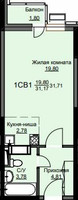 Планировка студии(квартира) площадью 32.2 квадратных метров в “ЖК Соболевка”