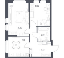 Планировка двухкомнатной(квартира) площадью 49.6 квадратных метров в “ЖК Большое Путилково”