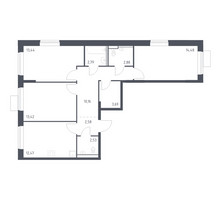 Планировка трехкомнатной(квартира) площадью 78.44 квадратных метров в “ЖК Молжаниново”